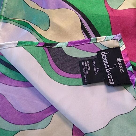 Dennis Basso 2X Polyester Abstract Scarf Cottagecore Kitsch Chic - Picture 3 of 6